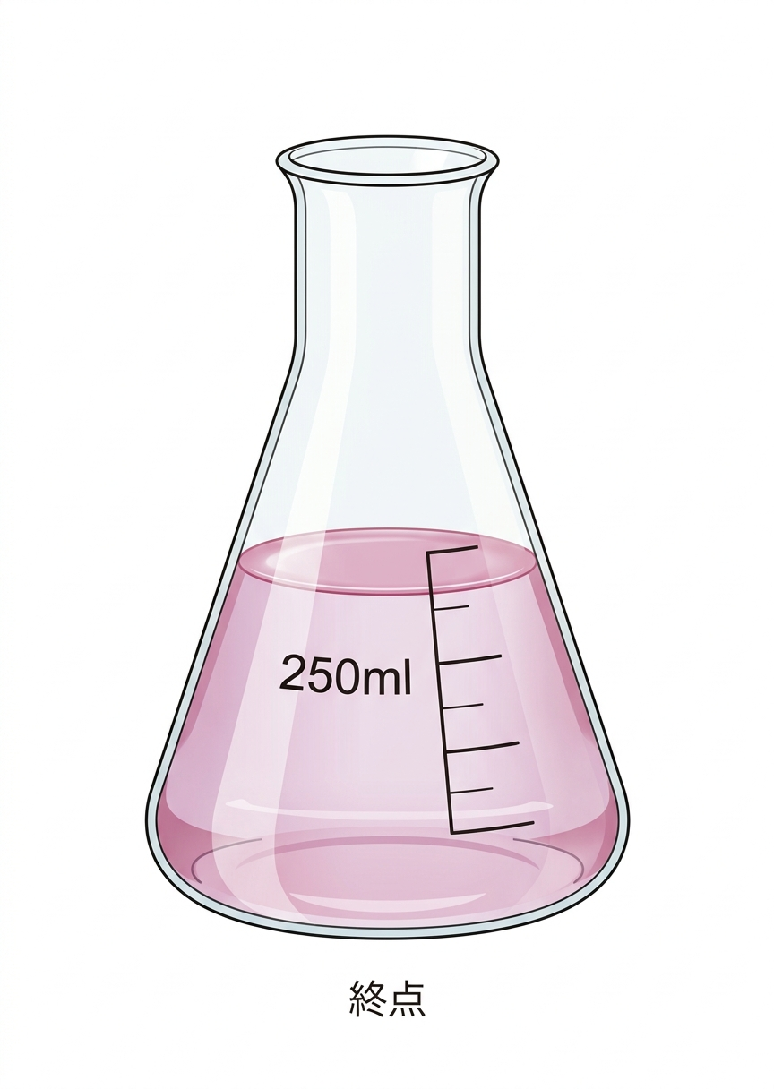 終点のコニカルビーカー